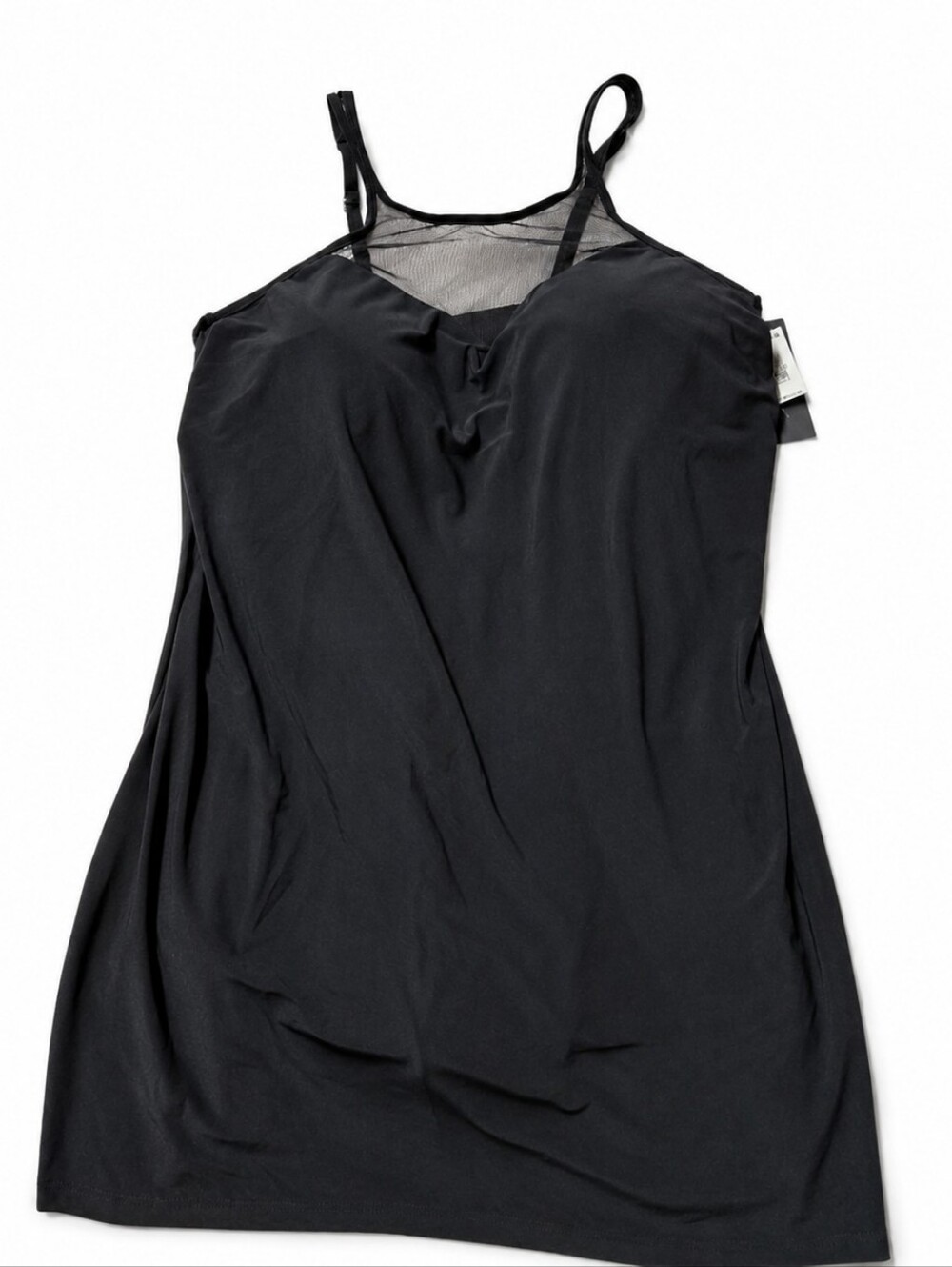 Aqua Green Bodysuit Sleeveless Adjustable Straps Mesh Panel Plus Size 16W Black.